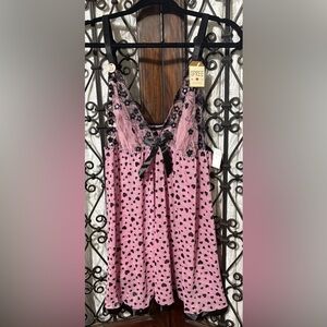 Spree Pink Chemise with Black Lace Accents